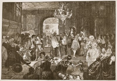 Das Vorzimmer, Whitehall, während der letzten Momente von Charles II., Illustration aus 